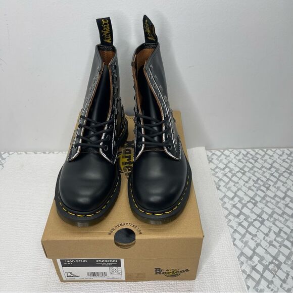 Dr. Martens 1460 Studded 8-Eye Lace-Up Boots Black Size 8 (EU 39) - Picture 6 of 11